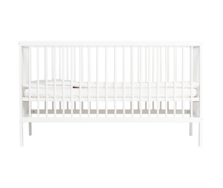 Midi Cot Bed - White (140 x 70) Solid Beechwood