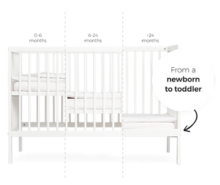 Mini Cot Bed - White (120x60) Solid Beechwood