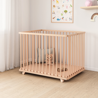 Mokee Ezee | Adjustable Playpen with wheels - Beech
